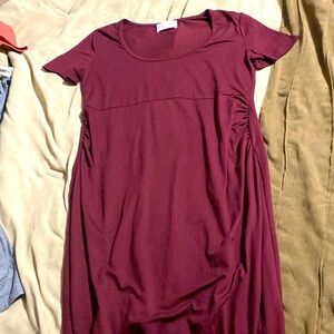 Brand new French grey maternity wine colored dress